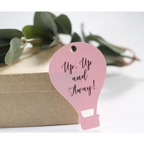 Personalised Hot Air Balloon Tags-Design Gender Neutral Shower Favors -Thank You Labels in White-Custom Wish Tree Gift Tags
