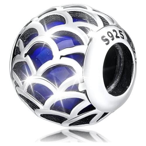 Fits for Pandora Charms Bracelets Natures Radiance Beads with Blue CZ 100% 925 Sterling-Silver-Jewelry Free Shipping