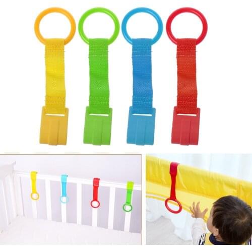 Baby Bed Portable Crib Stand Up Multi-color Wake Up Hook Pull Ring Foldable Pendants Toys