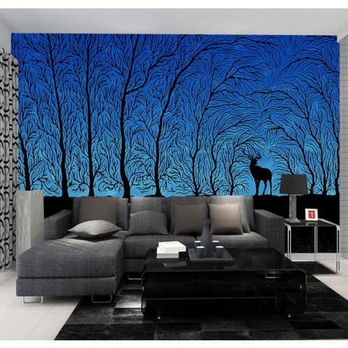 Dropship 3D Photo Wallpaper Look At Stars Mysterious Forest Elk Business Hotel Room Decoration Background Wallpaper Mural