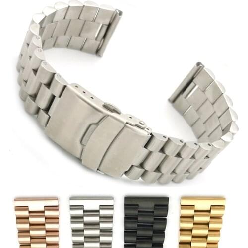 Solid Curved End Metal Wrist Bracelet Band Stainless Steel Watchband 20/22mm Men Women Accessories for Seiko Watch Strap logo