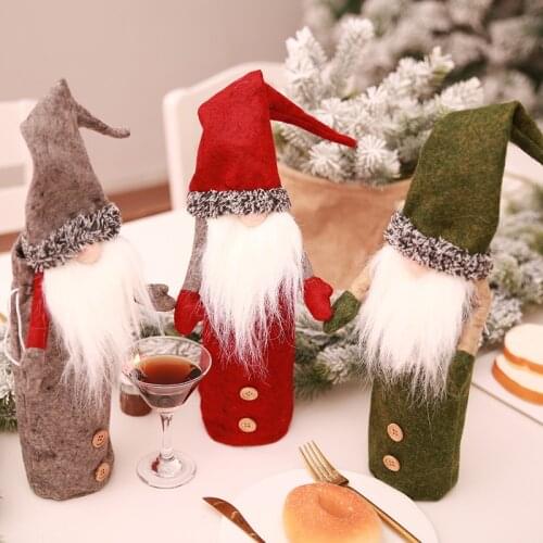 Christmas Faceless Doll Wine Bags Red Wine Bottle Covers Gift Nordic Land God Santa Claus Champagne Packaging Bag Wedding Party