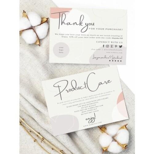 DIY Small Business Thank You Template, Clothing Care Card Package Insert, Abstract Business Care Instructions, Candle Care Card