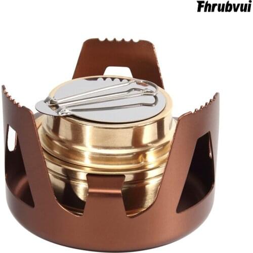 Heavy Duty Brass Alcoho Stove with Aluminum Alloy Stand Lid for Outdoor Camping Hiking Backpacking Cooking Portable