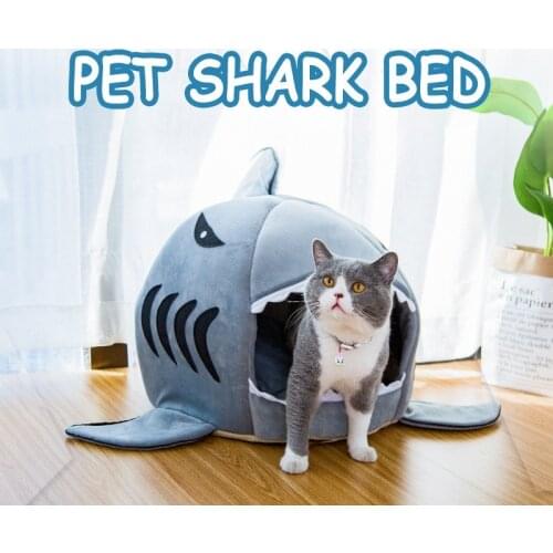 Warm Cat Shark Bed House Sweet Basket Dog Toys Hamster Cage Cave Accessories Pet Sleeping Bag