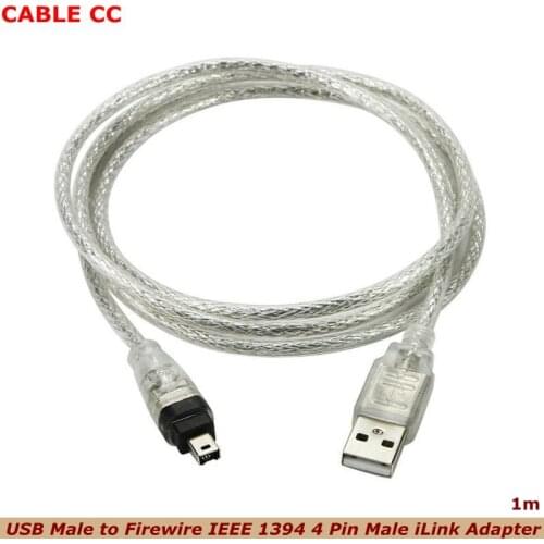 USB Male to Firewire IEEE 1394 4 Pin Male iLink Adapter Cord firewire 1394 Cable for SONY DCR-TRV75E DV camera cable 1m