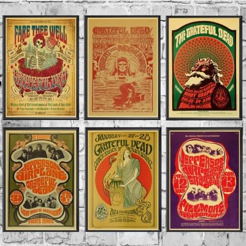 Grateful Dead Vintage Posters Wall Stickers Retro Poster Prints High Definition For Living Room Home Decoration