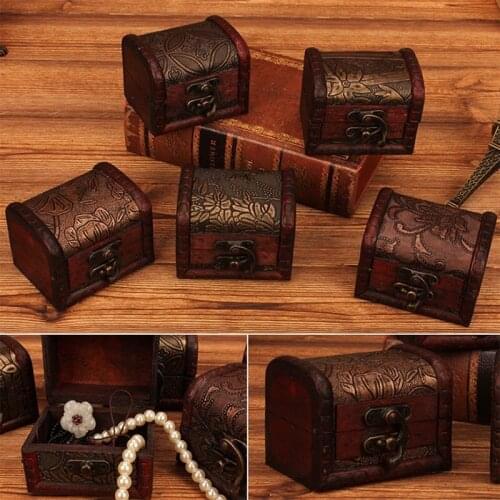 Vintage Wooden Handmade Lock Box Organizer Jewelry Bracelet Pearl Case Gift Storage Box