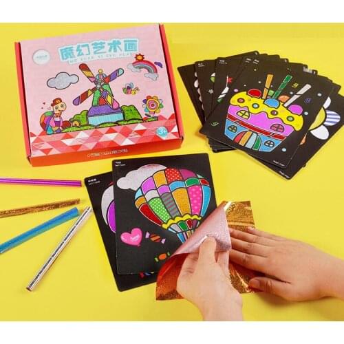 DIY Magic Transfer Sticker Art Craft Scraping Painting Toys for Kids Handmade Educational Puzzle Toy Gifts