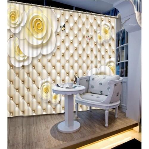 High Quality Customize size Modern Home Decor Living Room Natural Art soft 3d flower custom curtain