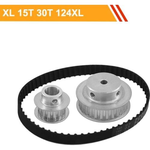 XL Timing Pulley Belt Kit 15T 30T Reduction 1:2 100mm Center Distance Toothed Pulley Wheel Set 124XL Rubber Belt for 3D Printer