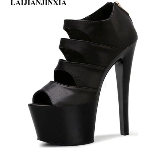 New 17cm Night Club Wedding Party Sexy Peep Toe Womens Pole Dance Shoes Platform Sandals Dancing Shoes