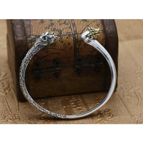 925 sterling Silver Buddha & demon punk men women cuff bangle Bracelet A2819