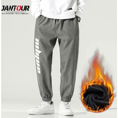Winter Warm Fleece Thicken Pants Men Work Casual Pants Mens Hip hop Harlan Loose Letter printing Brand Pants Male Trousers M-4XL