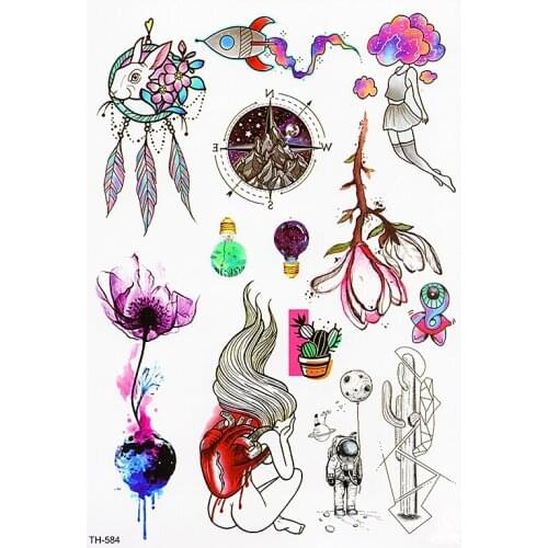 1 Sheet Waterproof Temporary Tattoo Sticker for Body Makeup Art Women Rose Flower Water Transfer Decal Tattoo