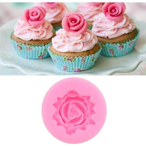 1PCS Rose Silicone Cake Mold 3D Flower Fondant Mold Cupcake Jelly Candy Chocolate Decoration Baking Tool Colorful Moulds