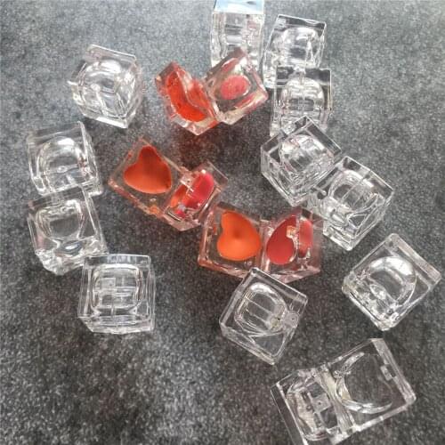 10pcs 1g Mini Empty Transparent Square Cosmetic Lipstick Container Plastic Heart Shape Clear Cute Small Lip Rouge Case Lip Box