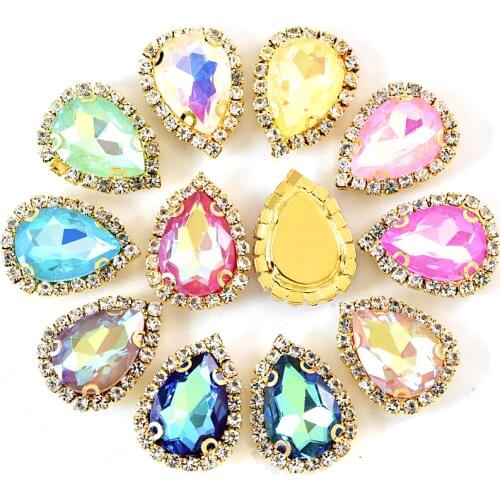 20pcs New Colors Sew On Rhinestones With Lace Claw Crystal Mocha Colorful Rhinestones Flatback for DIY Garments Clothes B1217