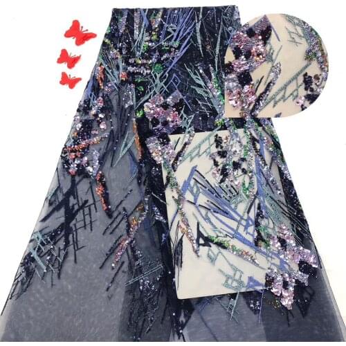 2021 Latest Nigerian Sequin Lace Fabric High Quality African Lace Fabric Wedding French Tulle Lace Fabric SZ0136