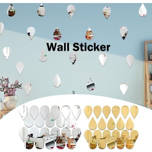 3D 22Pcs Raindrop Vinyl Removable Wall Sticker Decorative Mirrors Decal Home Decor Art DIY Hot Sale Civil Ornamental Mirror Wall