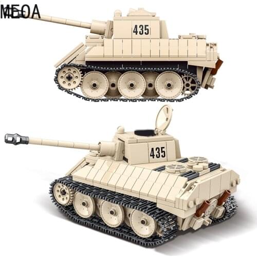 446PCS WW2 Military German VK1602 Tank Building Blocks Leopard Light Tanks Gun Weapon City Bricks Children DIY Toys Gifts