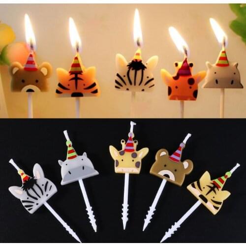 5Pcs/set Cute candle zoo party shape Carnival animal birthday candles Y8AB