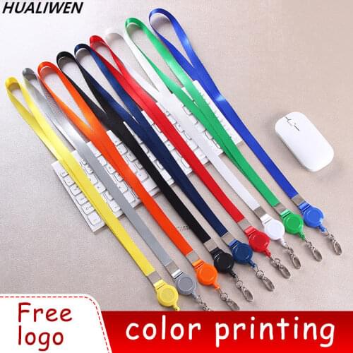 5pcs Work ID card holder badge brand with lanyard neck retractable buckle customization
