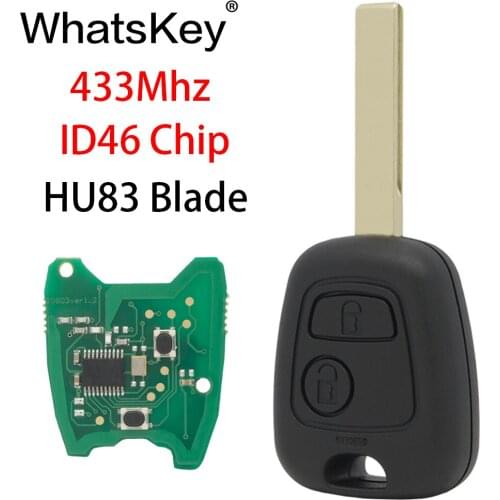 WhatsKey 2 Buttons Car Remote Key fit For Citroen C1 C2 C3 For Peugeot 307 407 HU83 Blade 433Mhz ID46 PCF7961Transponder chip