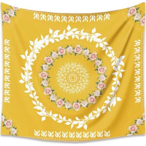 Flower and Leaves Orange Bohemia Tapestry for Livingroom Photography Wall Decor