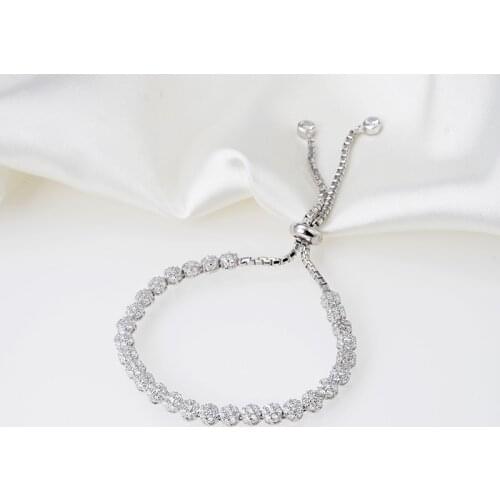 Designer Fashion 925 Sterling Silver Jewelry 3A Cubic Zirconia Party Adjustable Bracelet