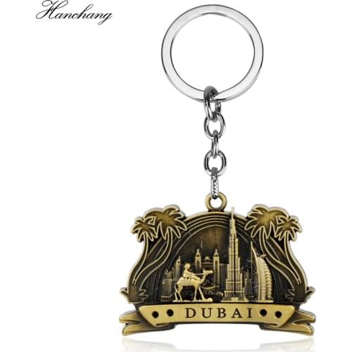 DuBai Tourist Travel Souvenir Keychain Keyring 3D Camel/construction/Tree Keyring Craft Key Chains For Bag Car chaveiro llaveros