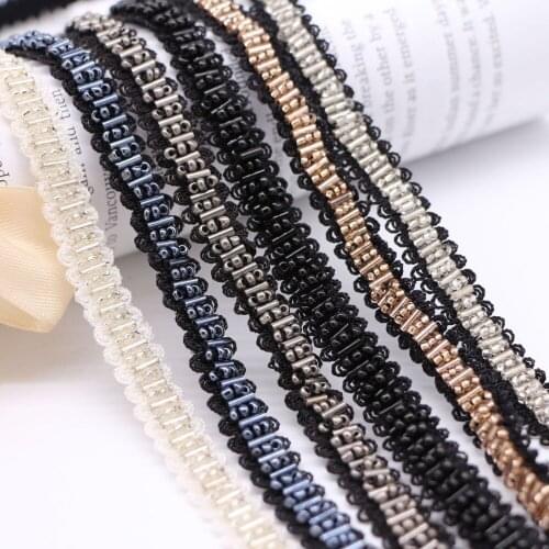 10Yards 1cm Handmade Beaded Lace Elastic Webbing DIY Clothing Collar Leader Skirt Decoration Headdress Material Sewing Accessory
