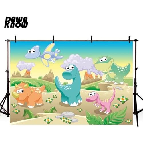 DAWNKNOW Cartoon Dinosaur Photography Background Backdrop Kids Photocall Shoot Children Photo Studio Props Customize lv2144