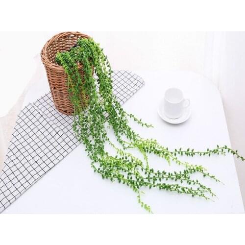 Artificial Succulents Pearls Fleshy Green Vine Flowers Hanging Rattan Wall Simulation Flower Lover Tears Succulent Plants