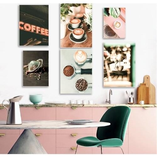 Coffee Posters and Prints Kitchen Wall Decor Espresso Machine Photo Cafe Shop Wall Art Canvas Painting Pictures Coffee Gifts