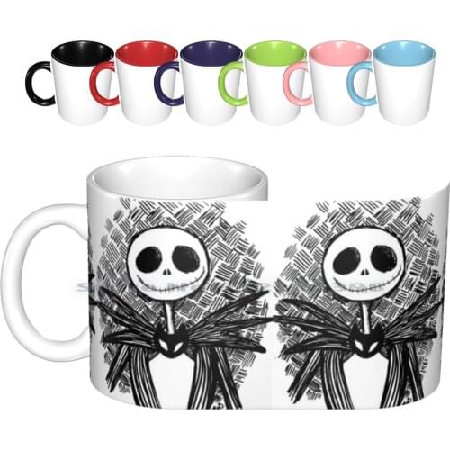Ceramic Mugs Coffee Cups Milk Tea Mug Skeleton Nightmare Before Christmas Tim Burton Halloween Creative Trending Vintage Gift