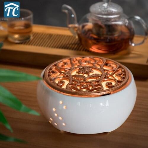 Ceramic Candle Heater Tea Pot Heating Base Portable Teapot Warmer Holder Insulation Base Candle Holder Tea Accessories