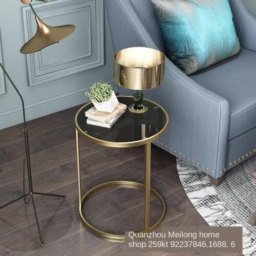 Living Room Sofa Round Iron Side Table Bedroom Nordic Minimalist Small Coffee Table Modern Light Luxury Dining Corner Table