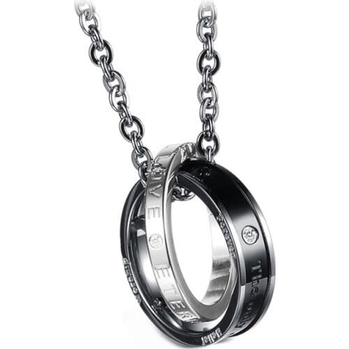 Fashion Couples Stainless Steel pendant Necklace with Shinning Crystal Drill NOV99