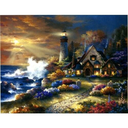 New Diy Diamond Painting House 100% Full Square Drill Scenic Home Decor Painting Cross Stitch Mosaic Flower Kits For Embroidery