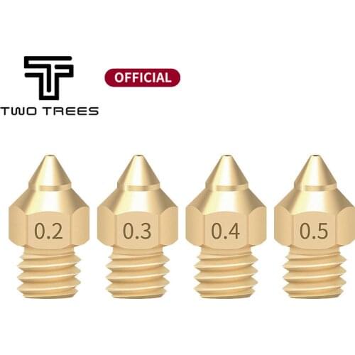 Twotrees 3D Printer Brass Copper TTS Version Pointed Nozzle Mixed Sizes 0.2/0.3/0.4/0.5 Extruder Print Head For CR-6 SE 1.75MM