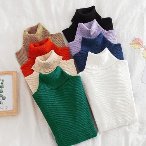 Basic autumn winter tight female pullover Causal long sleeve women turtleneck sweater Office lady average size jumper Pullovers