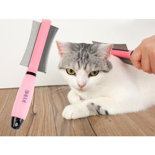 Pet Hair Comb for Cat Dog Hair Remover Cat Grooming Tool Stainless Steel Double-sided Deshedding Brush Pet Products