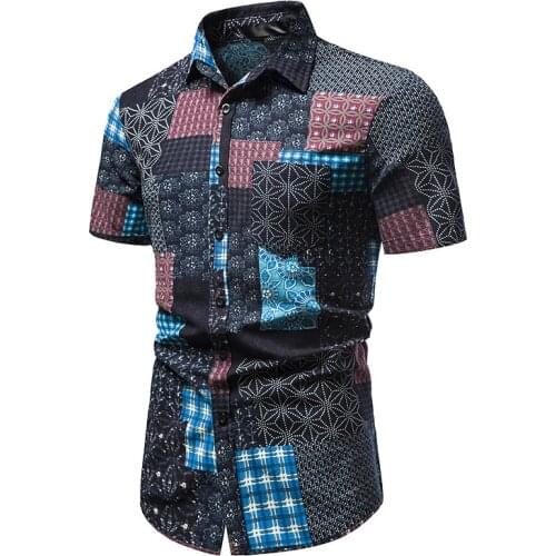 Vintage Floral Shirt Men Chemise Homme 2021 Summer Short Sleeve Beach Hawaiian Shirt Men Streetwear Harajuku Shirts with Pocket