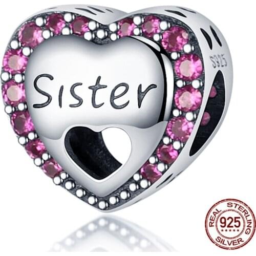 925 Sterling Silver Surrounded by Heart Zircon Charm&Bead Fit Original 3mm Bracelet&Bangle Making Fashion DIY Jewelry For Women
