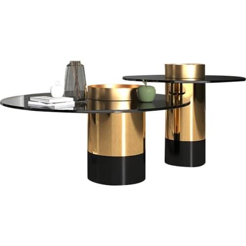 Light luxury glass tea table minimalist style small round table living room furniture designer coffee table