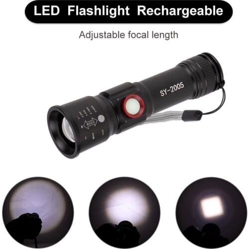 LED Flashlight Adjustable Focus Zoom 3 Modes Mini Ultra Bright Torch USB Charging Flashlight For Camping Cycling Light Accessory