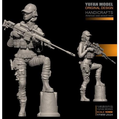 YUFan Model 1/35 Resin Model Kits female sniper soldier figure Self-assembled YFWW35-2024