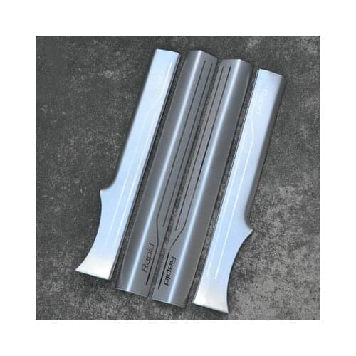 Stainless steel Rear Bumper Car door cover inside and outside door sill plate for Skoda Rapid 2013-2019