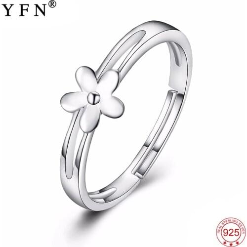 High Quality 925 Sterling Silver Rings Women Classic Flower Pattern Resizable Ring Fashion Wedding Engagement Jewelry PYJ0006